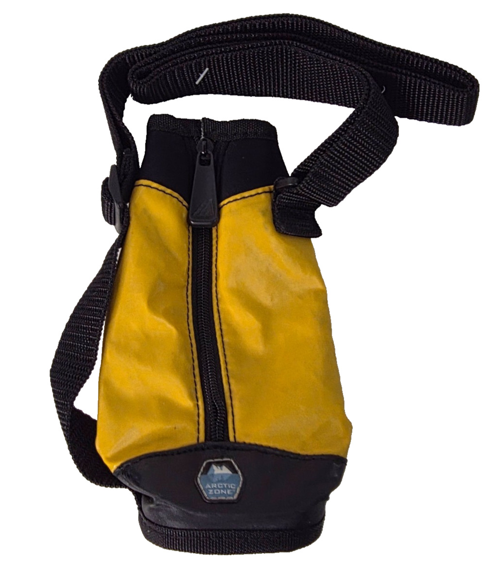 Arctic Zone Insulated Bottle Cooler Bag Yellow Black Zip Shoulder Strap Carrier